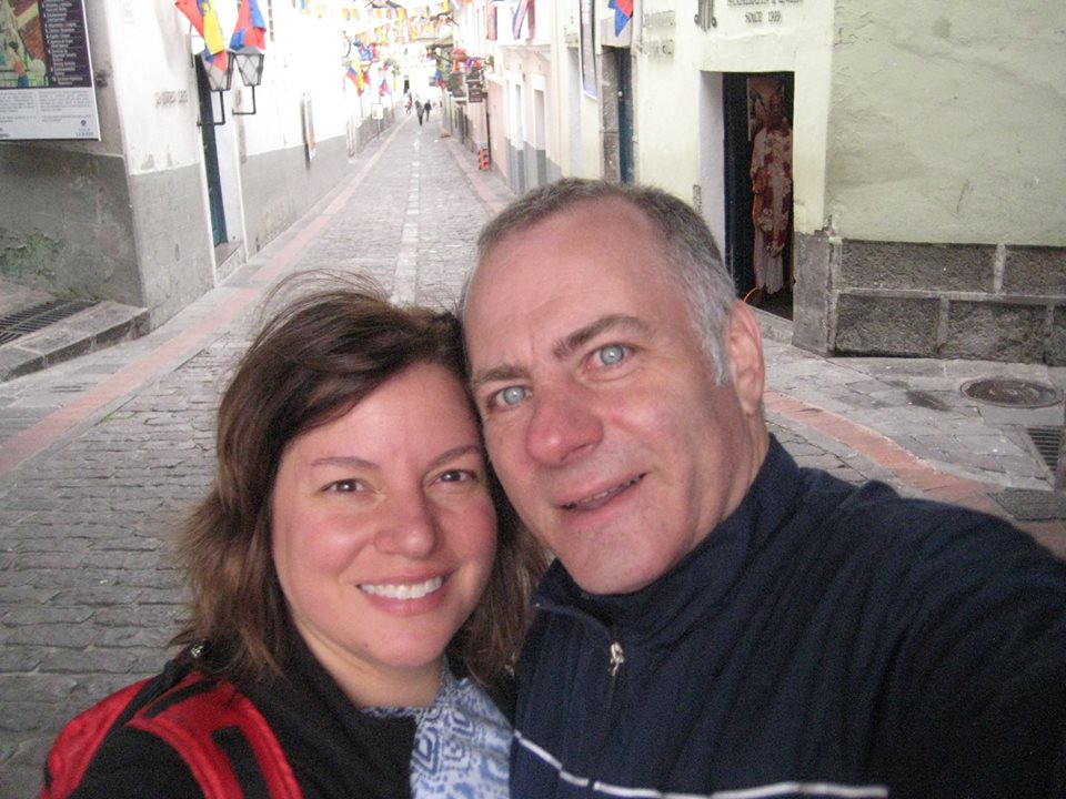 Here we are at La Ronda in Quito. This is Tony's first trip to South America and his first time in a Spanish speaking country.