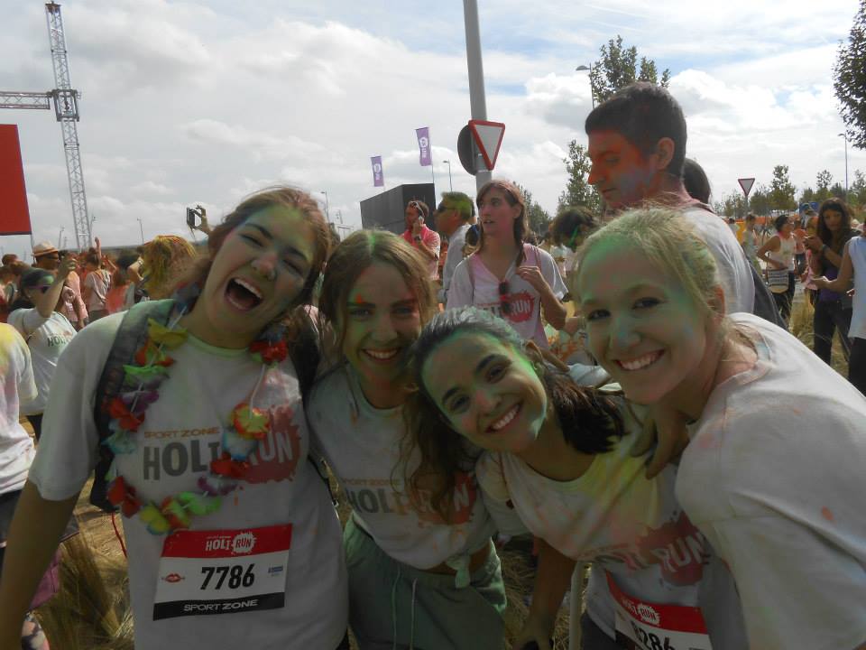 With my Spanish roommates after completing the Holi Run in Madrid. 