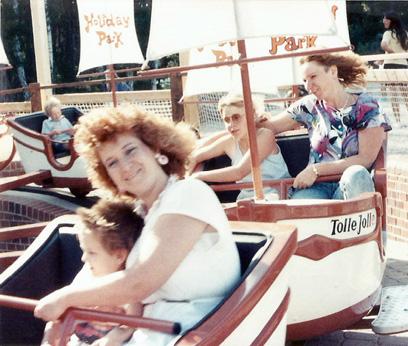 Carol and Kyle enjoying mother and son time at a European amusement park.
