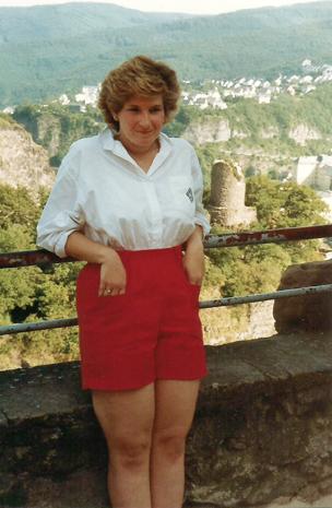 Kyle's mom, Carol, visiting one of the many castles she enjoyed visiting while living in Europe in 1987.
